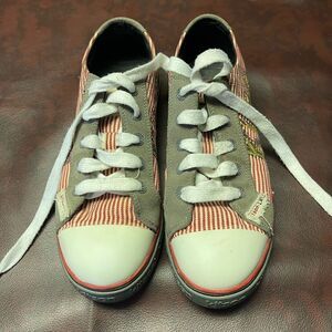 Kitson‎ sneakers red and white striped, size 7